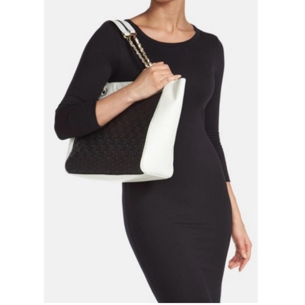 Tory Burch Black and White Quilted Shoulder Bag